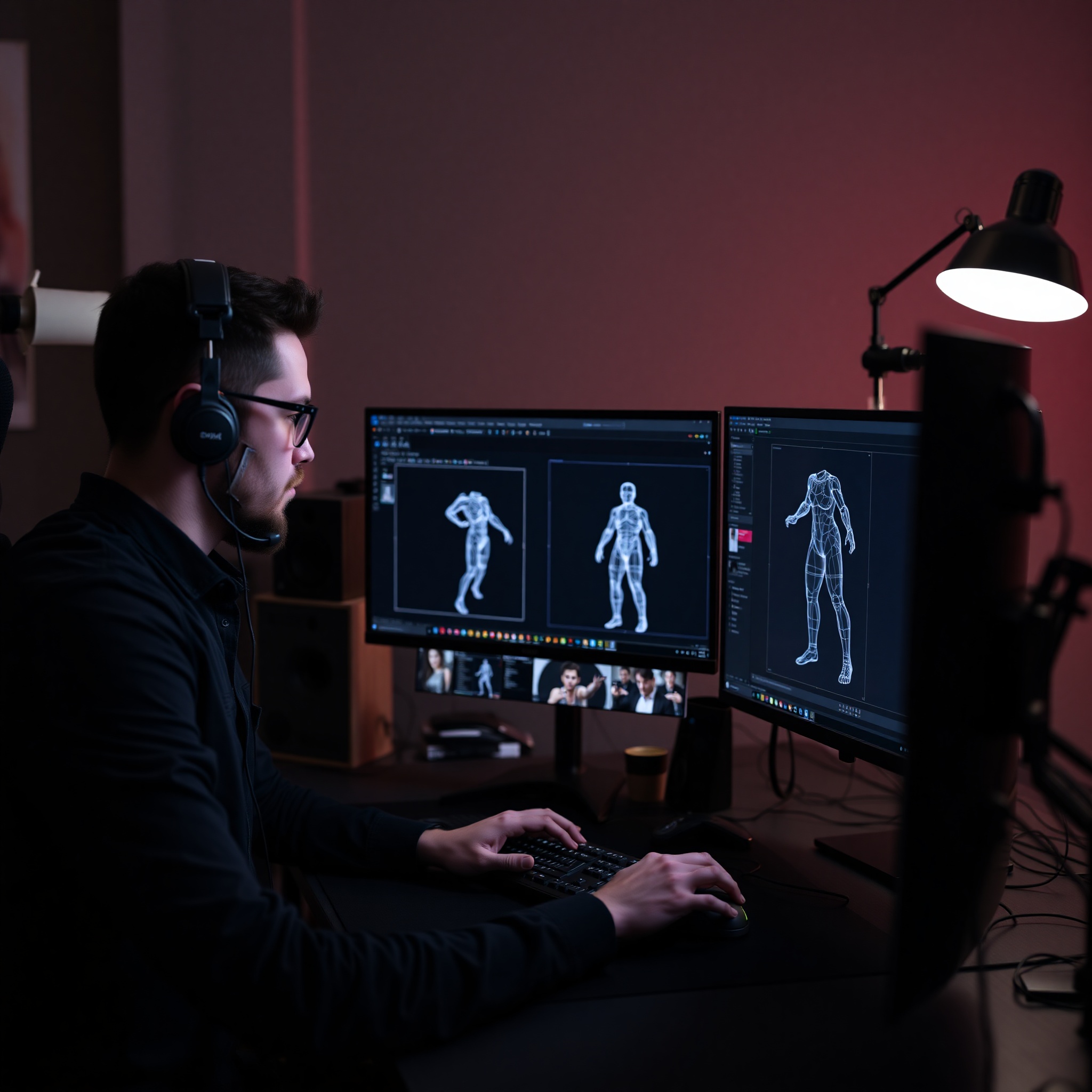 Artista 3D profesional trabajando en modelado de personaje en 3ds Max