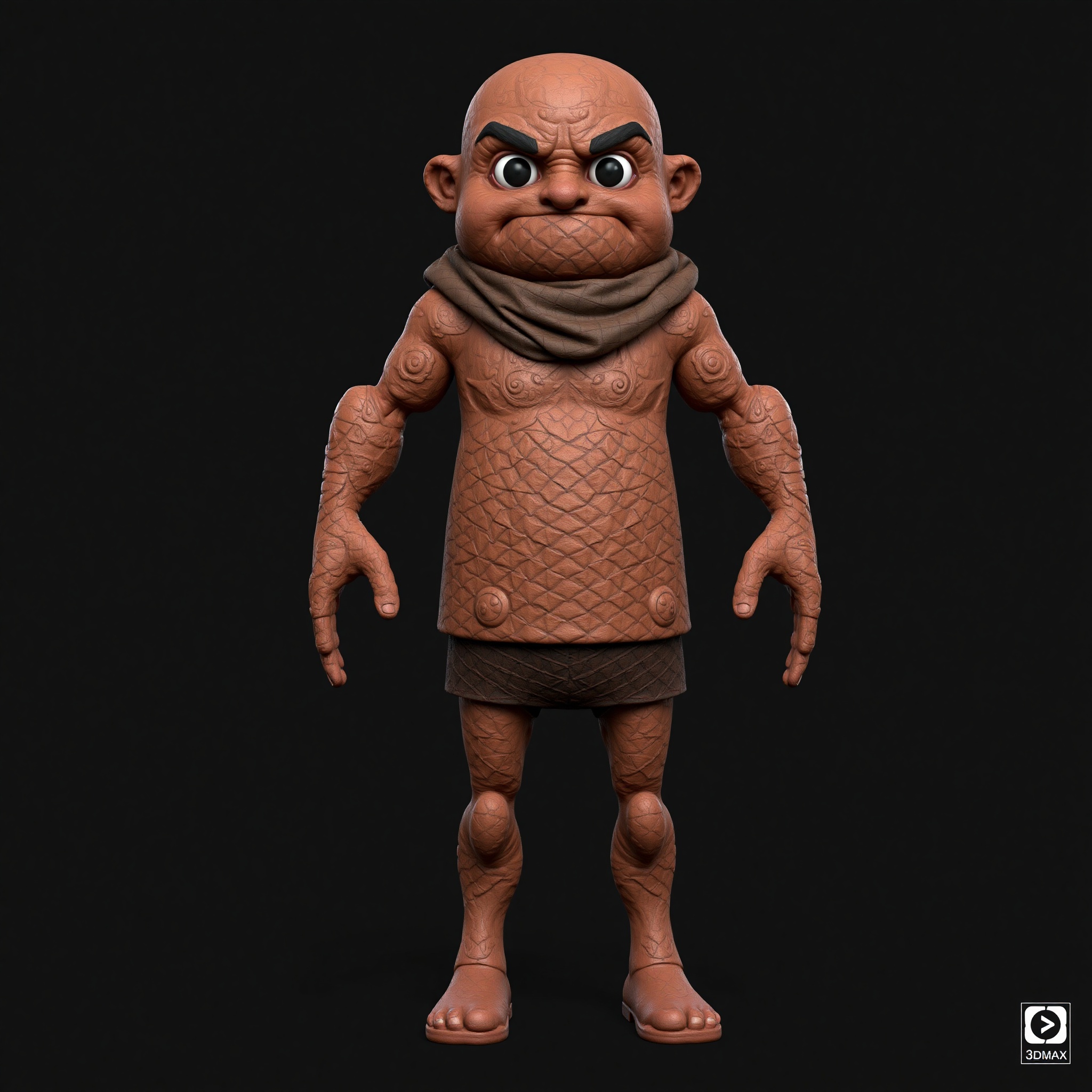 Personaje 3D con materiales y texturas realistas, superficies con diferentes propiedades