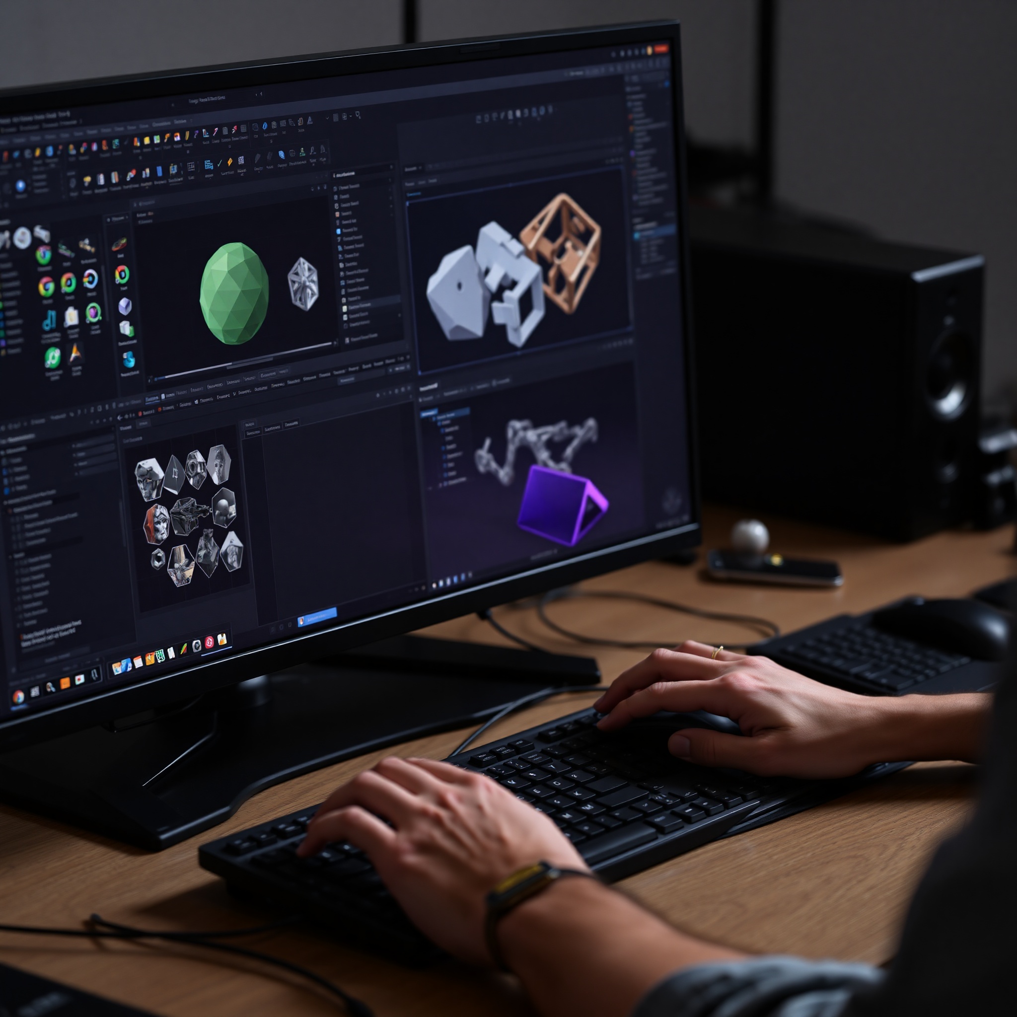 Visualización 3D de técnicas de modelado poligonal en 3ds Max con herramientas de edición destacadas en pantalla