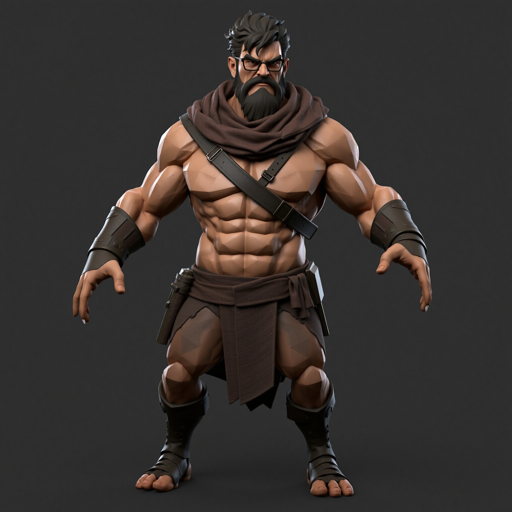 Personaje 3D detallado mostrando modelado poligonal avanzado con múltiples niveles de detalle