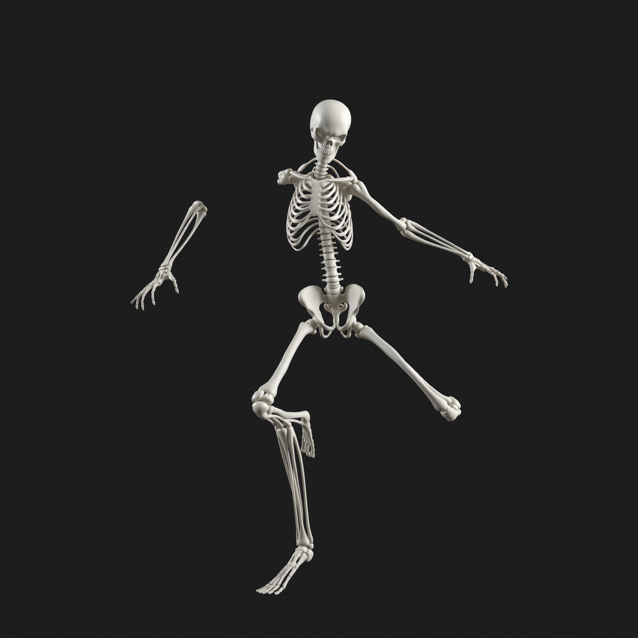 Esqueleto de animación y personaje rigged en pose dinámico